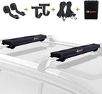 Universal Car Soft Roof Rack Pads Luggage Carrier System for Kayak Surfboard SUP Canoe Include 2 Heavy Duty Tie Down Straps, 2 Tie Down Rope, 2 Quick Loop Strap (Use with Cross Bar)