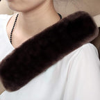 OGLAND 2 Pack Car Seat Belt Cover Cushion, Fluffy Soft Sheepskin Auto Should Seat Belt Pads, Neck Protector for Women Adults Baby Kids Pet (Teak)