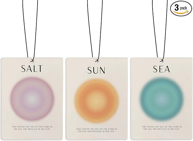 Sun Salt Sea Beach Air Freshener for Car, Retro Y2K Coastal Beachy Air Freshener Hanging 3 Pcs for Cars Closet Drawer or Books, Preppy Summer Beach Car Mirror Decor for Women