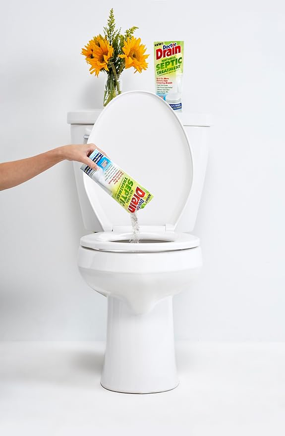 Monthly Natural Septic Tank Treatment - One Flush Septic Enzyme Treatment Packets, Eliminates Odors Effectively, Prevents Septic Backup, Safe for All Pipes (Packet of 6)