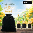 Gift Paradise® Honey Car Freshener Set – 3 Pack 10ml Hanging Air Fresheners with Wooden Lid – Spring Summer Auto & Home Fragrance Diffuser for Car Mirror – Velvet Gift Bag Included