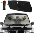 Socira Ghost Skull Car Windshield Sunshade Umbrella Foldable Horror Umbrella Funny Sun Shade Windshield Cover Creepy Skeleton Sunshade Skull Car Accessories Keeps Cool (57" X 30")