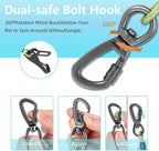 Dog Car Seat Belt - 3-in-1 Heavy Duty Safety Harness with Locking Carabiner, Universal Buckle Adapter, Chew-Proof Steel Rope (Green, 16in/40cm)