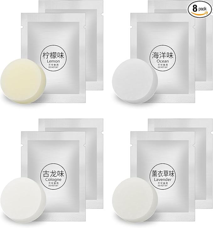 8 Packs Car Air Vent Clips Freshener Refills Solid Fragrance Replacement Pads, Long Lasting Fresheners for Cars(4 Scents included Cologne,Lavender, Lemon, Ocean)
