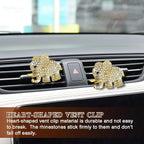 2PCS Elephant-Shaped Car Vent Clips with Rhinestone, Car Vent Accessories, Elephant Design Auto Air Freshener Diffuser, Rhinestone Air Conditioner Outlet Clips for Women Girls (Gold, Elephant)