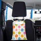 Flower Car Trash Bag Car Garbage Bag Hanging Cars Trash Can, Spring Decor Waterproof Cars Back Seat Organizer for Vehicle Travelling Camping
