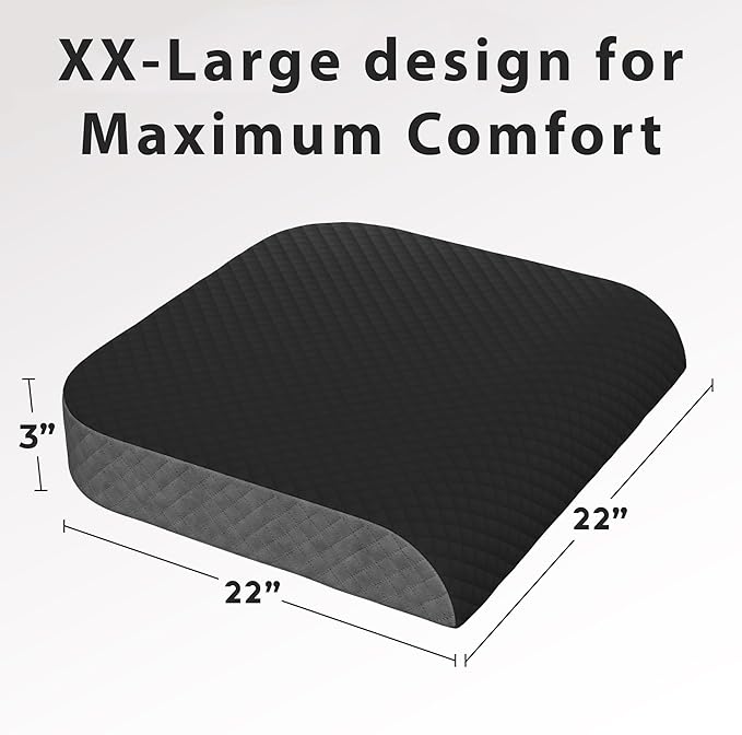 Kölbs Extra Large Seat Cushion Stylish Plush Velvet Cover XL Memory Foam for Office Chair, Floor Pillow Back Pain Coccyx Bruise Relief Carry Handle