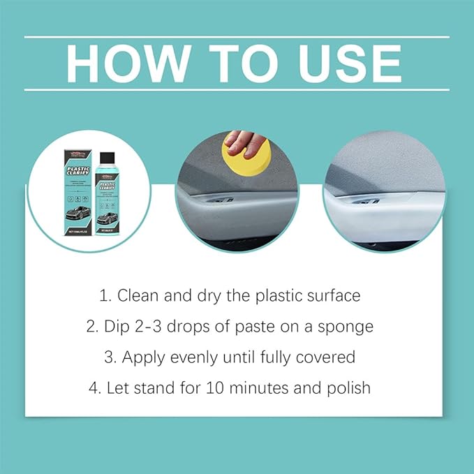 Plastic Clarify For Cars, 120ML Waterless Plastic & Trim Restorer Spray, Scratch Remover and Black Trim Restorer for Interior & Exterior Plastic, Rubber, and Vinyl Surfaces (2pcs)