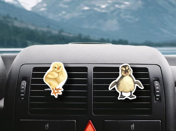 WIRESTER Fresh Scented Car Air Freshener Vent Clip, Decorative Accessories, Interior Decoration for Cars - Cute Animals, Nursery Animals, Chickens, Birds