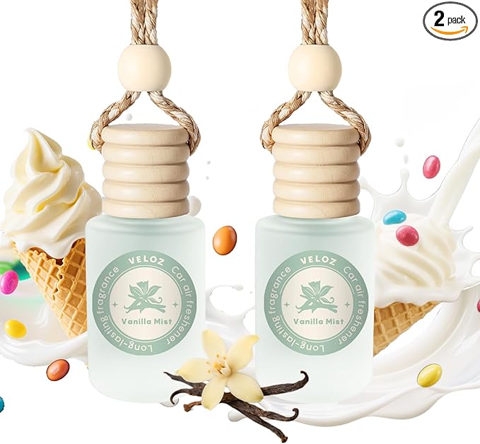 Car Air Freshener-Vanilla Mist Scent Car Fresheners Long Lasting Essential Oil Car Diffuser- Cute Car Accessories for Women Interior without Methyl Carbitol&Hexylene Glycol