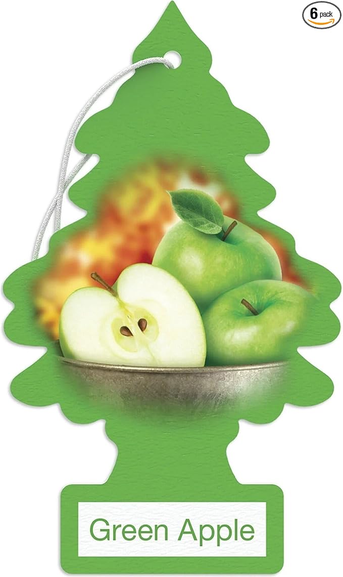 LITTLE TREES Car Air Freshener | Hanging Paper Tree for Home or Car | Green Apple | 6 Pack