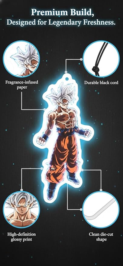 PumpCar car air freshener 2-piece double-sided Goku Ultra Instinct hanging cherry-scented for rearview mirror Car Interior Accessories Household Gifts…