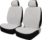 Champlus Car Seat Covers, Canvas Seat Protectors for Two Front Seats, Universal Fits Sedan Cars, SUVs, Trucks, and Mini Vans, Airbag Compatible, Quick Install, Set of 2, Tech White