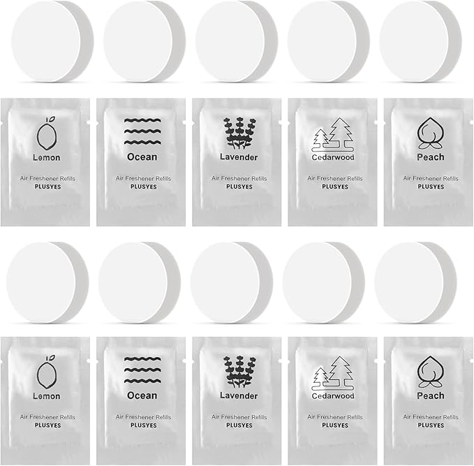 10 Pack Car Air Vent Clip Freshener Refills Solid Fragrance - 5 Scents Replacement Pads Car Fresheners Long Lasting - Variety Scent Refill - Cedarwood, Lemon, Ocean, Peach, Lavender