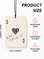 Black Leopard Print Car Air Freshener 4 Pcs, Trendy Cheetah Lucky 8 Ball Ace Card Lips Hanging Air Freshener for Cars Closet Drawer Books, Leopard Car Accessories Mirror Decor for Women