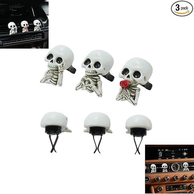 Skull car accessories – Gothic Skull Air freshener – Stylish Car Decor with Replaceable Fragrance Pad, Funny Christmas Gifts for Dad Mom