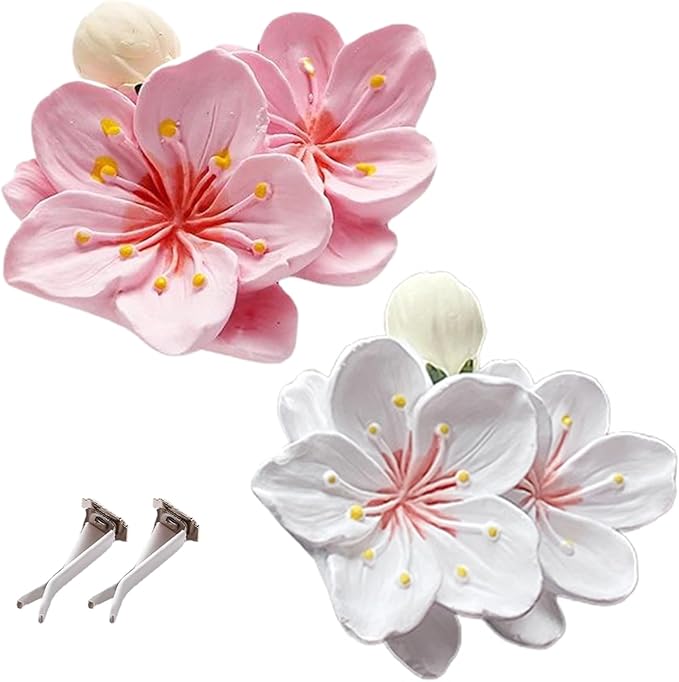 Car Air Freshener, 2pcs Flower Air Freshener Diffuser with Vent Clips, Car Diffuser Vent Clip, Gypsum Car Diffuser for Car Accessories