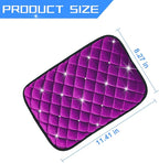 Mandark Bling Car Center Console Cover, Crystal Rhinestone Fluffy Automotive Armrest Seat Box Cushion Pad, Soft Comfortable Diamond Arm Rest Protection Mat, Universal Vehicle Accessories (Purple)
