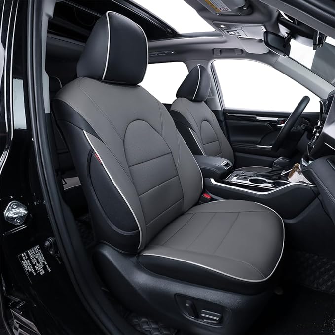 EKR Camry Seat Covers for Toyota Camry SE,XSE,SE Sport 2012-2017 (Not for Hybrid) Leather Car Seat Cover Full Set for Trucks SUV-Faux Leather (Black/Gray)