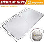 Magnelex Car Windshield Sunshade - Advanced Light-Blocking Protection, Foldable Sun Shade with Mirror Cut-Out Keeps Your Vehicle Cool, Fit for Cars, Trucks, and SUVs - Medium (62 x 32 in)
