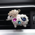 HungMieh 1PCS Bling Car Accessories for Women, Rhinestone Car Décor Interior, Car Charm Air Vent Clip with Pads for Fragrance (Sheep White)