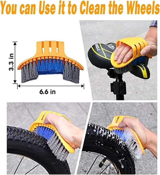 Bike Cleaning kit Precision Bicycle Cleaning Brush Tool Set Including Bike Chain Cleaner Brush, suitable for Mountain, Road, City, Hybrid,Dirt,BMX Bike and Folding Bike,8 Pieces