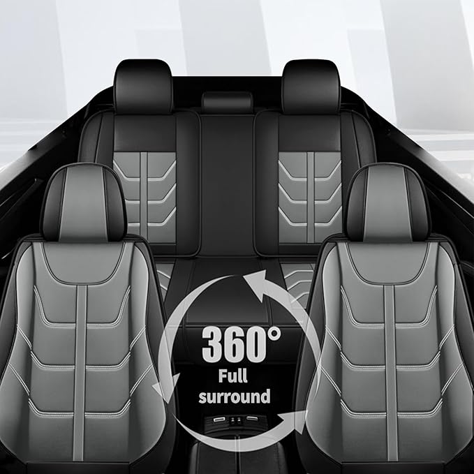 TTX LIGHTING Car Seat Covers fit for Kia Soul 2010-2026 Full Set: Premium Leather Automotive Seat Cover with Airbag Compatible Waterproof (5 Seats, Black & Gray)