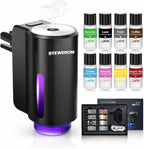 Car Air Freshener - Smart Adjustable 3-Speed Intensity, Rechargeable Humidifier Car Essential Oil Diffuser - Comes with 8 Bottles of 10ml Perfume (Black)