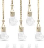 5 pcs Car Hanging Empty Glass Perfume Bottles Pendant Bottle, DIY Air Freshener Pendant, Empty Clear Glass Essential Diffuser Oil Aromatherapy, Glass Bottle Decor (Heart Shape)