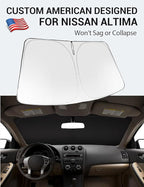 Proadsy 2026 Upgrade Windshield Sun Shade Custom Fit 2007-2012 Nissan Altima Foldable Front Sunshade Protector Sun Visor Blocks UV Rays Keep Car Cooler