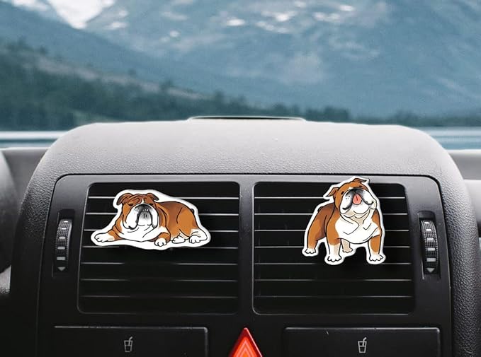 WIRESTER Set of 2 Fresh Scented Car Air Freshener Vent Clip, Decorative Accessories, Interior Decoration for Cars - English Bulldog & English Bulldog (S1)