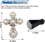 Bling Car Dashboard Air Vent Trim Clips, Crystal Rhinestone Air Vent Clips, Car Interior Decoration Accessories, Cross Air Conditioning Outlet Clip for Women Girls (Gold, 2PCS)