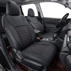 coverdream Forester Car Seat Covers Custom Fit for 2009-2013 Subaru Forester Seat Covers,Rear Seat W/Cup Holder,Full Coverage Waterproof Leather Seat Protector(Full Set,Black/Red)