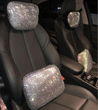 Lumbar Support Pillow Summer Decorative for Car Soft Bling Accessories Sparkly Diamond Rhinestone for Women Girls, Universal Office Chair Lower Back Cushion Rubber Black