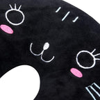 Travel Pillow for Kids, Cute Animal Neck Pillow Support U Shaped Cushion Plush Soft Rest Reading Pillows Sleeping Pillows for Airplane Train Car (Color:Black cat)