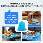 INSPECTOR TAIL Self Cooling Mat for Dog + Free String Bag/Washable & Portable Pet Soft Pad for Indoor or Outdoor/Perfect as Blanket for Kennel Sofa Bed Floor Car/Blue