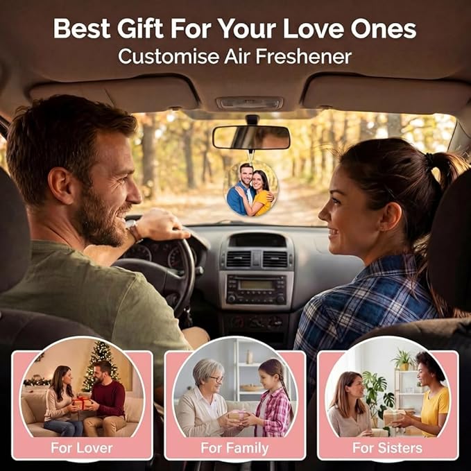 Custom Air Fresheners with Picture - Personalized Funny Air Freshener Hanging for Car,Double Sided Print,Long Lasting Fragrance,Photo Gifts for Man Boyfriend Husband Him Dad Woman(Rectangle)