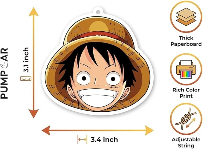 PumpCar 2 pieces Luffy head double-sided hanging cartoon cherry-scented funny car air freshener Cool hanging for rearview mirror Car Interior Accessories Gifts