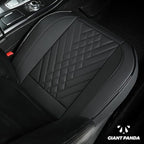 GIANT PANDA Premium PU Leather Front Car Seat Cover Protector Anti-Slip Bottom Seat Cover Fits 95% of Vehicles, Wrapping Around The Bottom (1 Pack - Black)