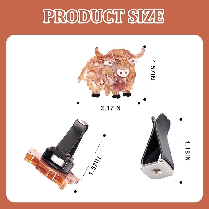 Cute Highland Cow Air Freshener Vent Clip, 2PCS Car Vent Clips Decor, Air Diffuser Clips, Highland Cow Car Interior Decor Accessories