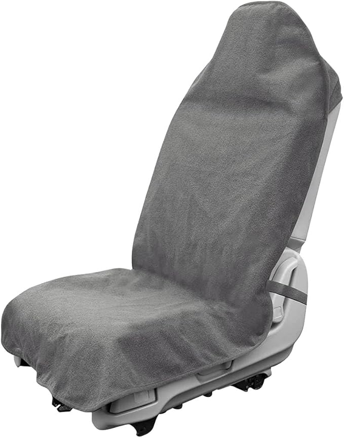 Waterproof Car Towel Seat Cover, Sweating Non-Slip Premium Towel Carseat Cover Protector, Universal Soft Machine Washable Car Truck SUV Front Seat Cover for Gym Workout Beach Hiking (Gray)