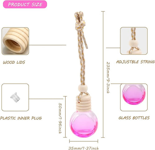 12 Pcs Car Air Freshener Hanging Perfume Bottle Essential Oil Fragrance Diffuser Pendant Car Ornament Decoration Accessories