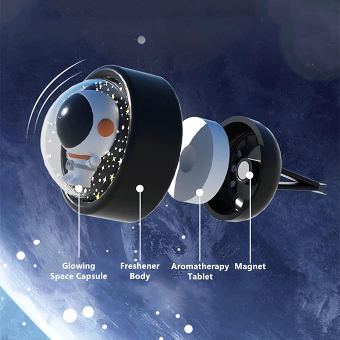 DAYUJIAN Cartoon Car Air Fresheners Astronaut Automotive Air Outlet Cute Car Diffuser Creative Glowable Car Perfume Decoration Aromatherapy Ornament Car Vent Accessories