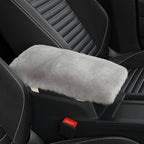 Sheepskin Armrest Cover Auto Center Armrest Cover Car Soft Console Pad, Fluffy Wool Auto Center Console Cover for Most Car Arm Rest Decoration Protector 7 x 13 Inch (Shearling, Light Gray)