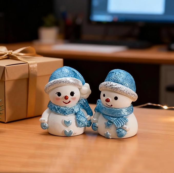 Car air freshener diffuser Plaster Couple Snowman Figurines Fragrant Gypsum Cute interior accessories car dashboard ornaments Indoor Christmas New Year's Gifts Porch Office Desk Decor (blue, NO.5)