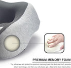 napfun Neck Pillow for Traveling, Upgraded Travel Neck Pillow for Airplane 100% Pure Memory Foam Travel Pillow for Flight Headrest Sleep, Portable Plane Accessories, Light Gray Kit