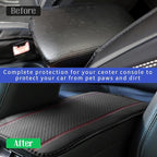 Ziciner Leather Car Center Console Armrest Pad, PU Waterproof Auto Seat Box Cover Protector, Hand Rest Cushion Protection Pad, Vehicles Interior Accessories Universal for Car,SUV (Black & Red A)