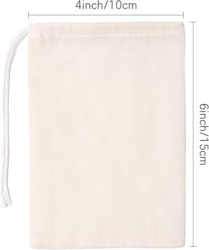Limko Cotton Bags Muslin Bags Sachet Bag for Home Supplies (4x6 Inch 10 Pack)