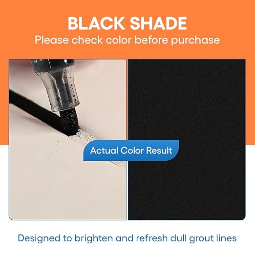 Black Grout Paint Pen Tile Grout Colorant & Sealer Marker, Quick-Dry, Ideal for Bathroom, Shower, Kitchen Tiles Restores Grout Lines, 3 Adjustable Tips (2-3 mm)