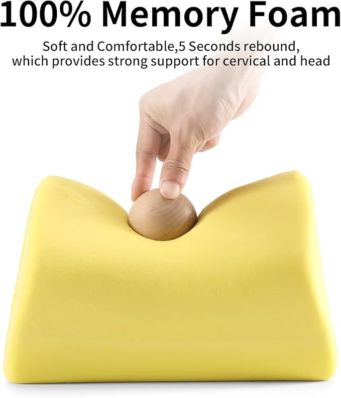 Car Headrest Pillow, Soft Memory Foam Car Neck Pillow with Adjustable Strap, Removable Breathable Cover for Long Drives & Office (Beige, Pack of 1)
